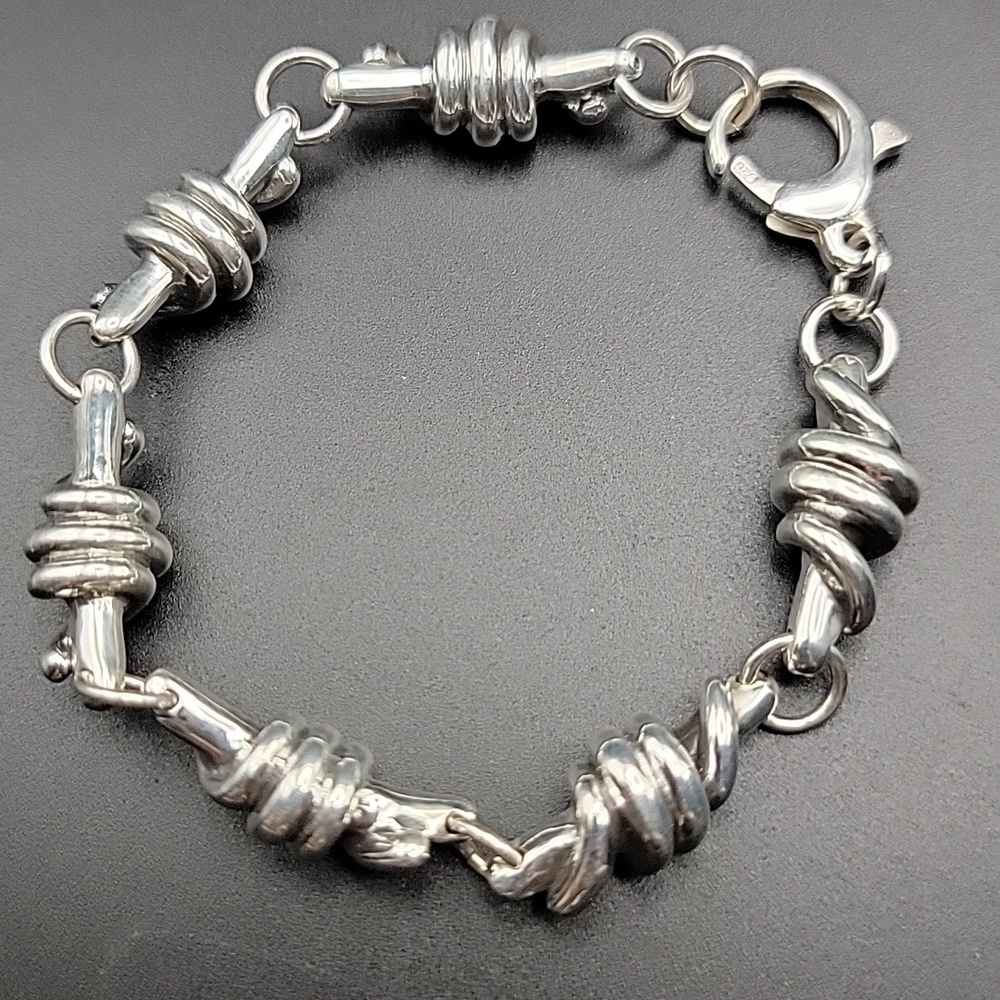 NWOT 925 Sterling Silver Twisted Link Polished Electroform Bracelet Size 6.75 - Picture 6 of 7